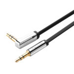 3.5mm Male to Male Right Angle Flat Cable Gold